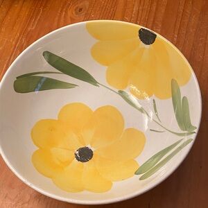 Floral Yellow and Green Ceramic Bowl